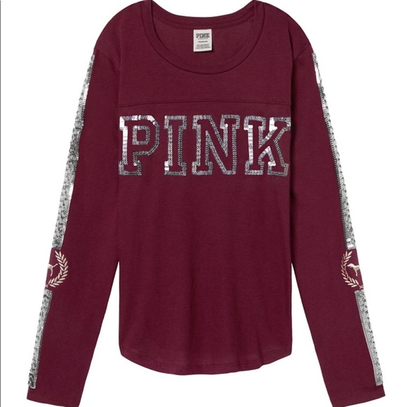 VS PINK Bling long-sleeve logo Tee red - Picture 3 of 3